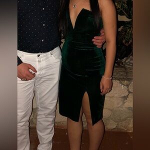 Green velvet dress